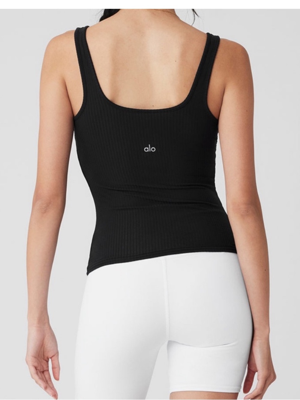 ALO Yoga Black Ribbed Scoop Tank Top – size Sm - Picture 2 of 5